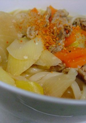 バター豚汁うどん-レシピのメイン写真