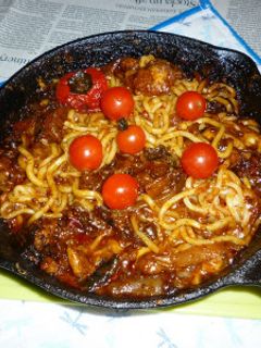 チーズタッカルビv2の残りで焼きうどん-レシピのメイン写真