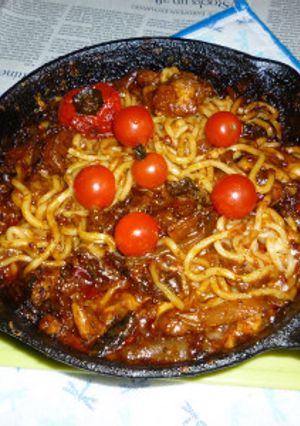 チーズタッカルビv2の残りで焼きうどん-レシピのメイン写真