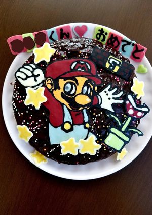 ♡ザッハトルテでキャラ(マリオ)ケーキ♡-レシピのメイン写真