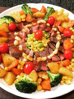 野菜たっぷり!牛ステーキ焼き!(^^)!-レシピのメイン写真