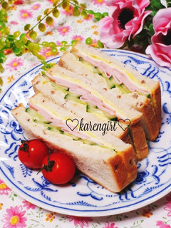 シンプルに♡きゅうり&ハムサンドイッチ♡-レシピのメイン写真