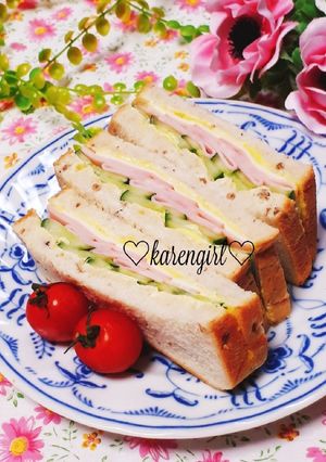 シンプルに♡きゅうり&ハムサンドイッチ♡-レシピのメイン写真