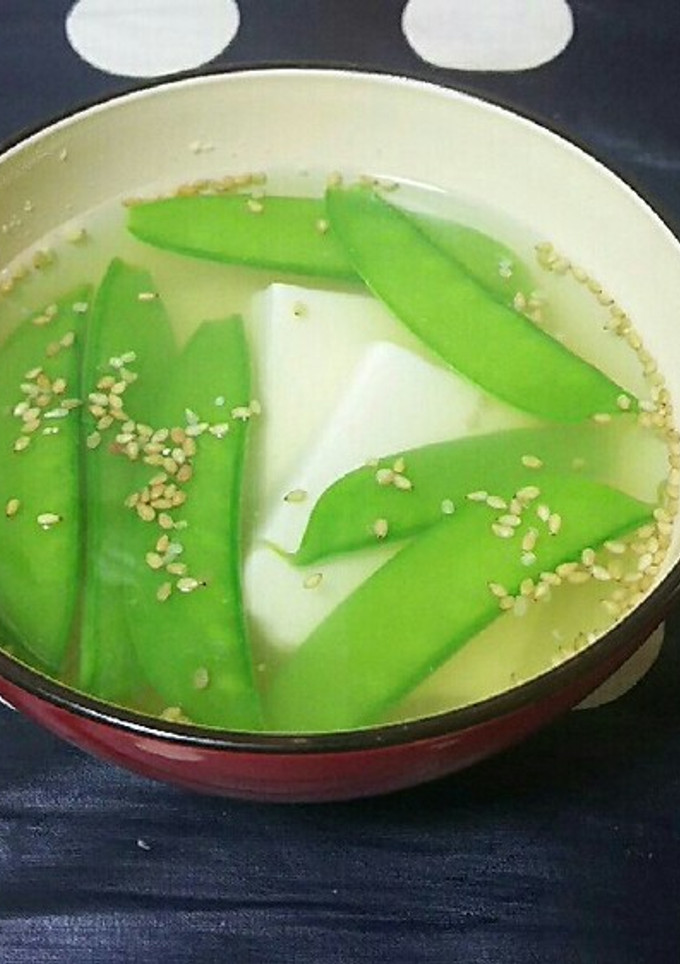 とうふと絹さやの中華風スープ-レシピのメイン写真