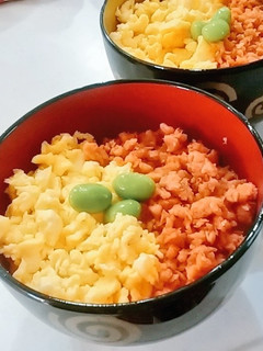 余り物で♪鮭と卵の二色小丼-レシピのメイン写真