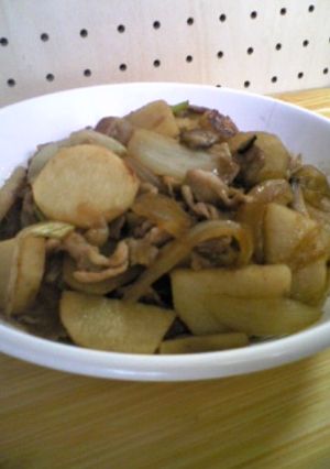 長いもと豚肉のニンニク醤油炒め♪-レシピのメイン写真