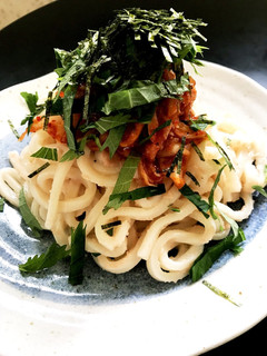 たらことキムチうどん(渋谷まいどの再現)-レシピのメイン写真