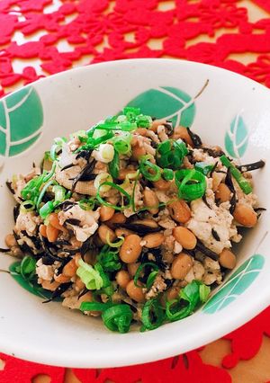 ✤豚ひき肉入り☆豆腐ひじき納豆炒め´ω`-レシピのメイン写真