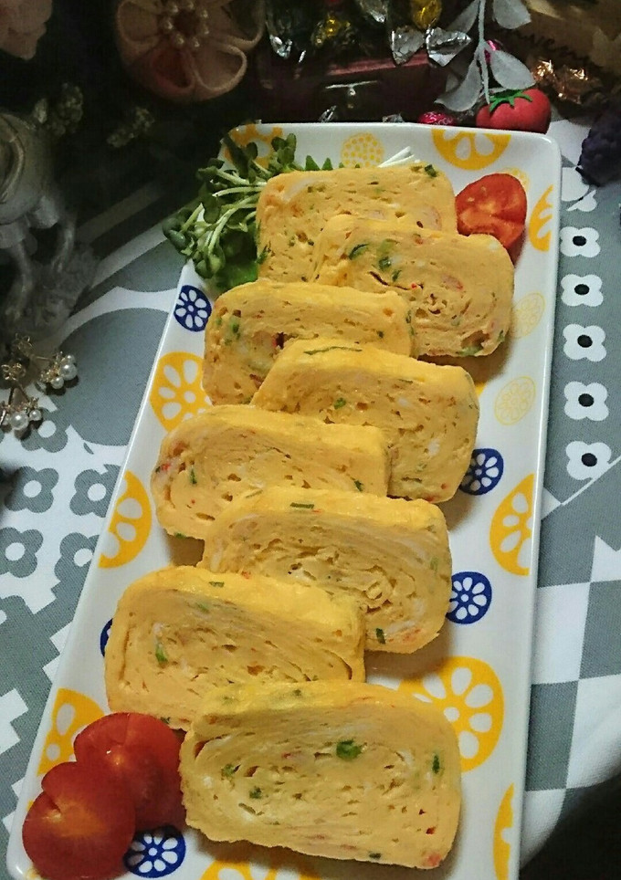 糖質制限かにかまと小ねぎの卵焼き-レシピのメイン写真