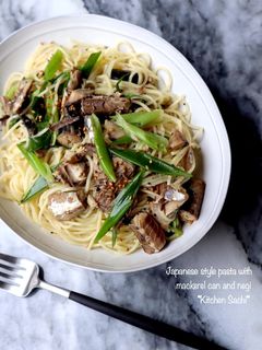 鯖缶とねぎの和風パスタ-レシピのメイン写真