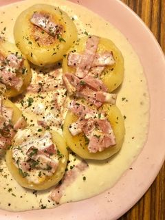 チーズinいももちのカルボナーラ風-レシピのメイン写真