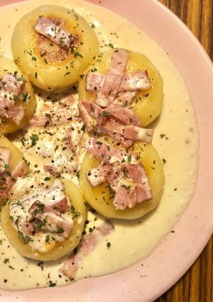チーズinいももちのカルボナーラ風-レシピのメイン写真