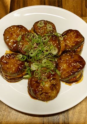 簡単美味しい！茄子鶏挽肉挟み焼き♪-レシピのメイン写真
