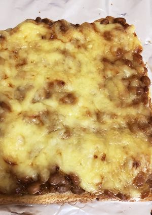 納豆なめ茸チーズのトースト-レシピのメイン写真