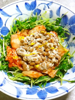 豆苗とキムチと納豆のテキトーサラダ-レシピのメイン写真