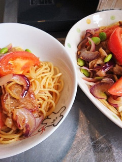 彩り満点♡生姜焼き風パスタ♡-レシピのメイン写真