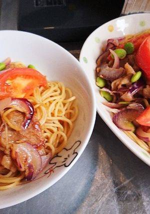 彩り満点♡生姜焼き風パスタ♡-レシピのメイン写真