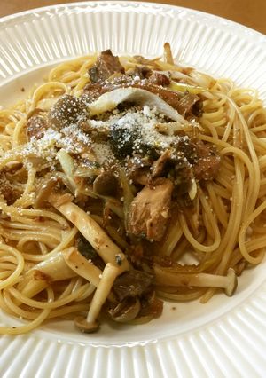 サバ味噌缶でつくる簡単パスタ(丸新本家)-レシピのメイン写真