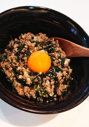 我が家のモロヘイヤひき肉丼♪-レシピのメイン写真