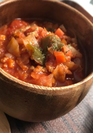 トマト缶で温朝食♫食べるスープ-レシピのメイン写真