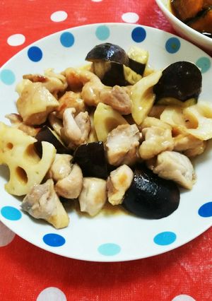 鶏肉と蓮根ナスの味噌バター炒め-レシピのメイン写真