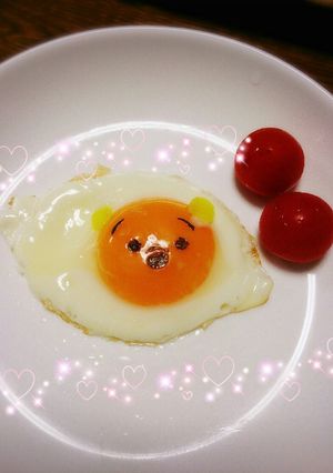 目玉焼きデコ。ツムツムプーさん-レシピのメイン写真