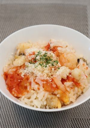 大玉トマトの海鮮炊き込みご飯-レシピのメイン写真