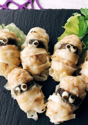 ハロウィンに作ろう！ミイラシューマイ-レシピのメイン写真