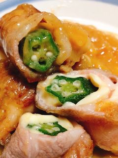 オクラとチーズの肉巻き(味噌ダレ)-レシピのメイン写真