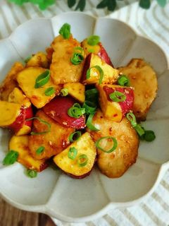 楽うま♪鶏ムネ肉とサツマイモの甘辛炒め-レシピのメイン写真