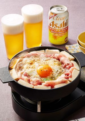 豚バラの月見すき鍋-レシピのメイン写真