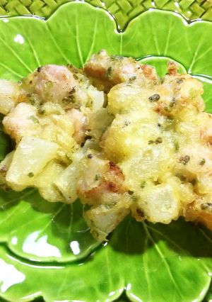 鶏肉と玉葱のかき揚げ　穂紫蘇衣-レシピのメイン写真