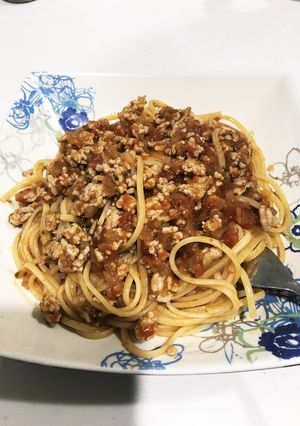 挽肉入りトマトバジルパスタ-レシピのメイン写真
