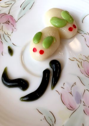 お豆腐でうさぎの月見団子(高齢者OK)-レシピのメイン写真