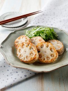 明太子でウマウマ☆れんこんのはさみ焼き-レシピのメイン写真