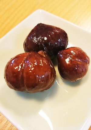 渋味が残った渋皮煮をマロングラッセに。-レシピのメイン写真