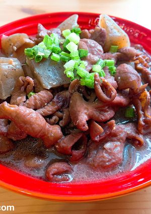 豚モツとこんにゃくの味噌ワイン煮込み-レシピのメイン写真