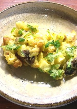 マコモダケ、鶏肉、パクチーのかき揚げ-レシピのメイン写真