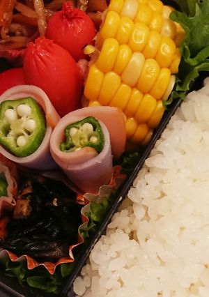 キャラ弁♪オクラとハムのくるくる☆-レシピのメイン写真