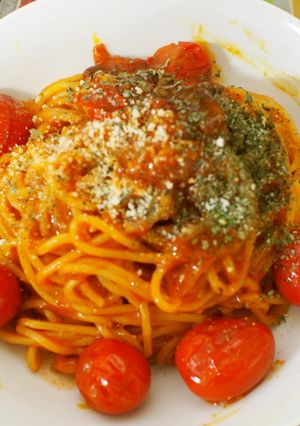 茹でないパスタで一人節約昼食-レシピのメイン写真