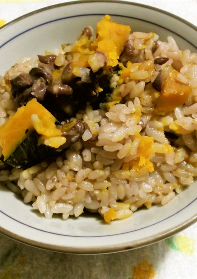 時短でかぼちゃと小豆の炊き込みご飯-レシピのメイン写真