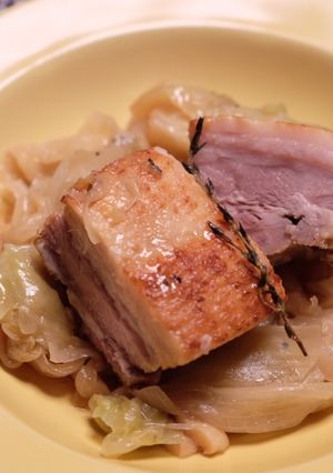 ストウブで塩豚キャベツのブレゼ(蒸し煮)-レシピのメイン写真