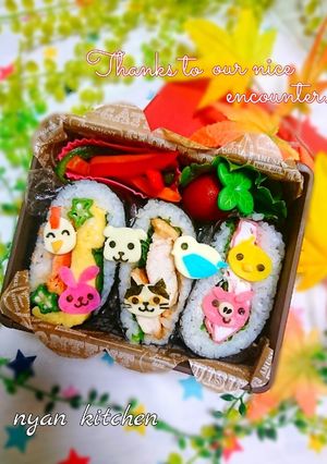 仲良し♪動物デコのおにぎりサンド♡-レシピのメイン写真