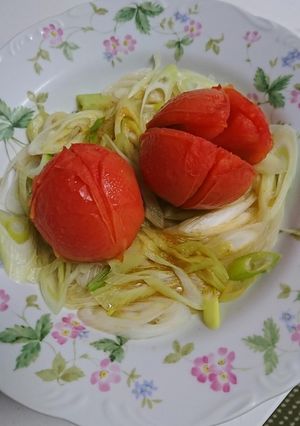 ネギとトマトのレンチン簡単料理-レシピのメイン写真