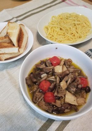 簡単ガチでアヒージョ　つけパスタ！-レシピのメイン写真