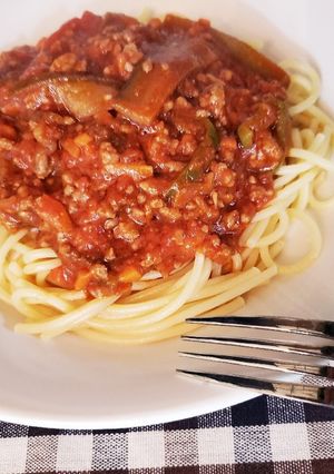 なす、ピーマンにんじんのミートスパゲティ-レシピのメイン写真