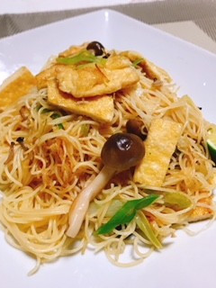 超簡単・お揚げとしめじの酢橘醤油パスタ-レシピのメイン写真