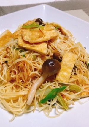 超簡単・お揚げとしめじの酢橘醤油パスタ-レシピのメイン写真