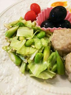 キャベツとアスパラと枝豆の野菜炒め!-レシピのメイン写真