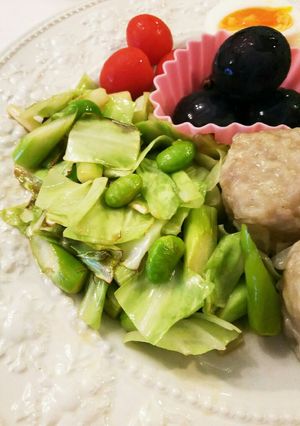 キャベツとアスパラと枝豆の野菜炒め！-レシピのメイン写真